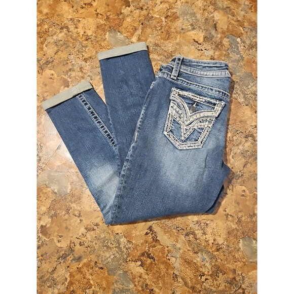 Vigoss Capri Jeans Women's 2 L25 Heritage Fit Blue Denim Embroidered (A193) - Picture 3 of 10